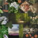 Moodboar mit viel Grün, Bilder der Natur und mit einem Cottagecore-Vibe.